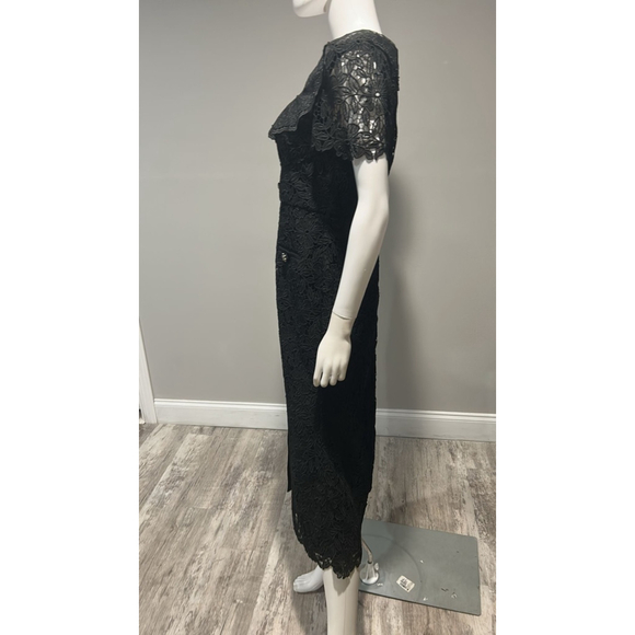 Self-Portrait Black Guipure Lace Button Midi Dress Size 8 ** no belt - Picture 7 of 11